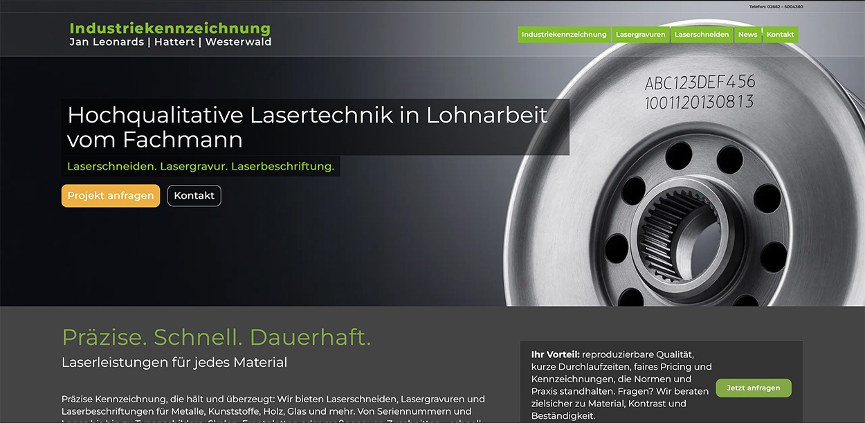 Laserarbeiten24.de Neuer Webauftritt für Laserarbeiten24 – modern, regional, zukunftstauglich
